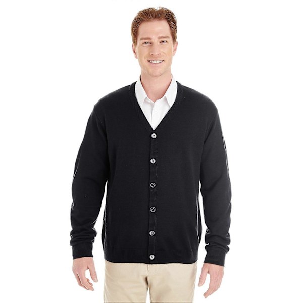 Herre V-hals Knap Cardigan Sweater Black XS