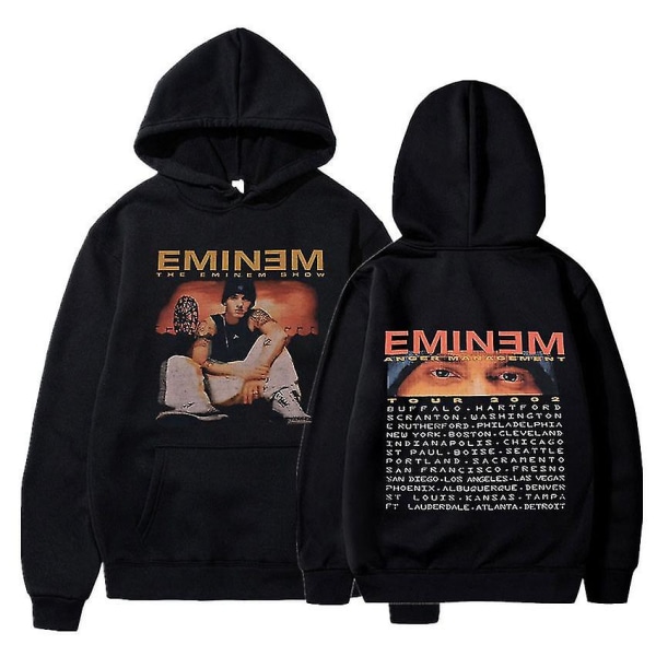 Eminem Anger Management Tour 2002 Hoodie Vintage Harajuku Funny Rick Sweatshirts Långärmade Herr Dam Pullover Mode black M