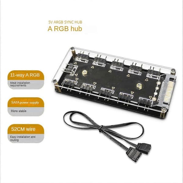 10 porte RGB blæser HUB PC computer desktop 5V 3PIN ARGB forlænger splitter bærbar strømadapter