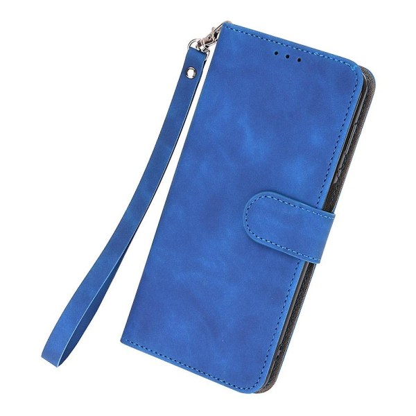 För Nokia XR21 Anti-drop PU läder case Skin-touch cover med stativ Blue