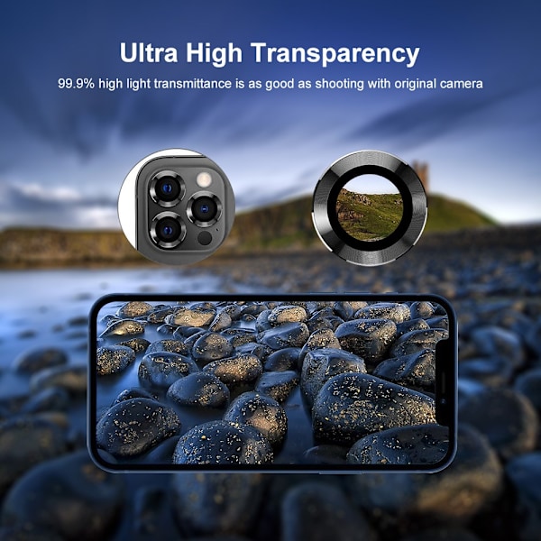 Hat Prince Linsebeskytter Hærdet Glas iPhone 15 Pro/15 Pro Max Sort
