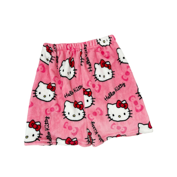 Dam söta flanellpyjamas PJ-byxor dam lounge shorts korta byxor rosröd Rose Red 2XL