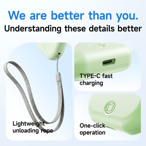 Ultra-Mini Læbestift Ventilator - USB Genopladelig - Ultra Bærbar og Lydløs - Sort