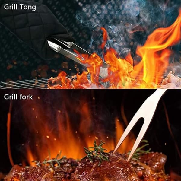 20-dele grillværktøjssæt, grillværktøjssæt i rustfrit stål, grilltilbehør