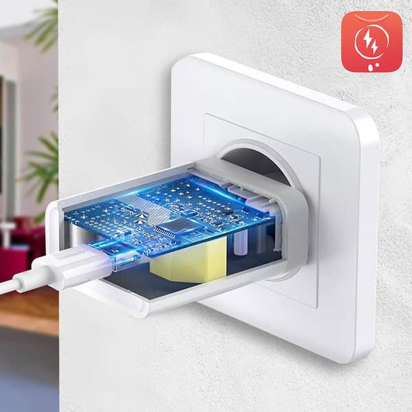 40W SuperCharge USB vegglader hurtiglading med USB-C-kabel - White