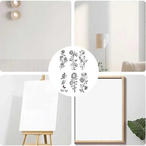 [KK]Large Flower Stencils, Floral Pattern Stencil - Flower Pattern Stencils Compatible with Floor Decor