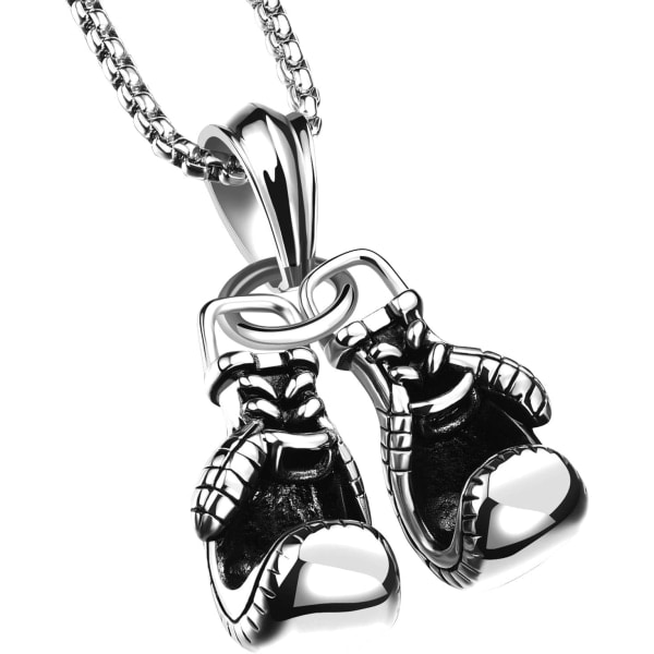 CQBB Halsband för kvinnor Trendiga lager Halsband Pojkar Charm Sport Modekedja Guld Stål för män Legering Boxning Titan Chunky (Silver, One Size)
