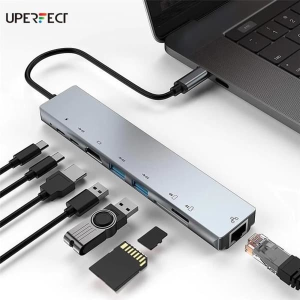 USB 3.0 -sovitin - UPERFECT - moniporttinen HUB - 4K HDMI - liitettävyys - USB-C