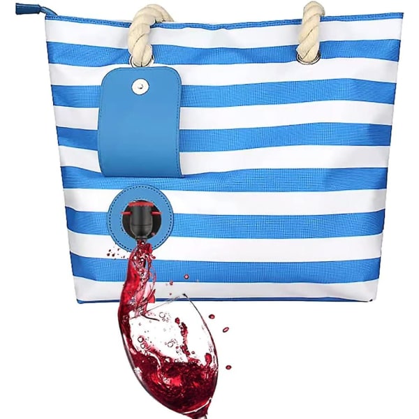Beach Wine Tote Bag, Wine Cooler Bag Läckagesäker, isolerad handväska med pip dolda fack, rymmer 2 flaskor vin för resor, BYOB Restau