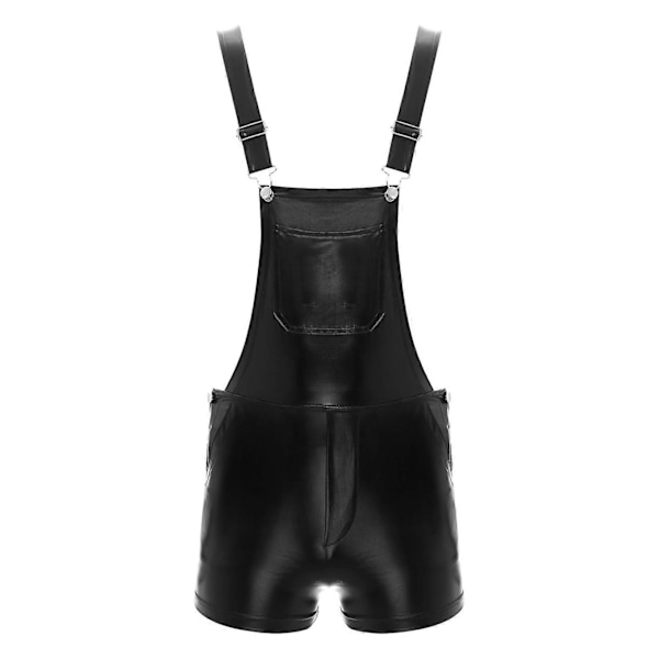 Herre Mode Skinnende Metallisk Bib Overall Seler Shorts Prom Natklub Rave Festival Tøj Jazz Hip Hop Poledance Shorts black S