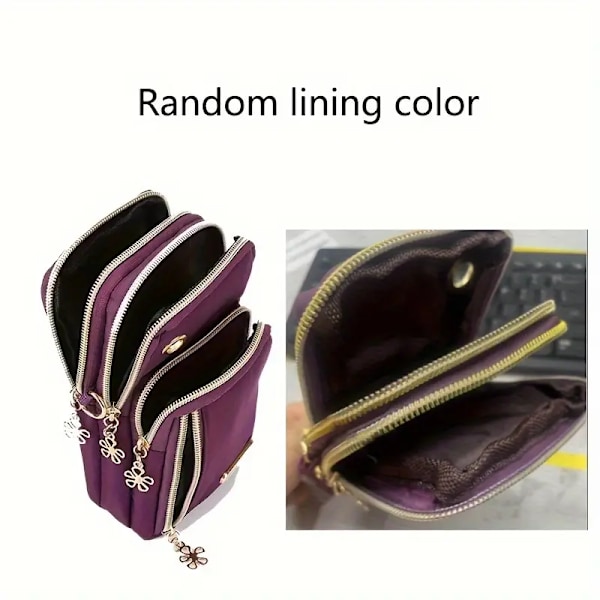Dametasker Mini Crossbody til Mobiltelefon - Trendy Nylon Skuldertaske med Møntpung og Pengepung