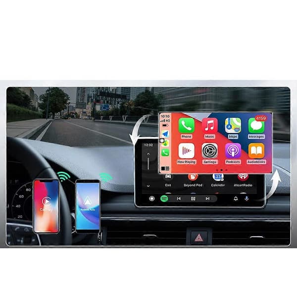 2 i 1 Bil Android Auto Dongle Plug&Play Trådløs Carplay Adapter WIFI Bluetooth 5.0 Hurtig Forbindelse Smart AI Boks Black