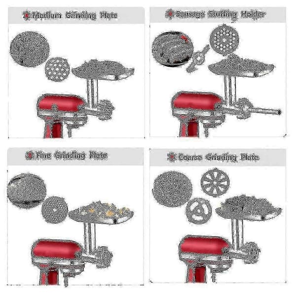 [KK] KitchenAid kødhakker tilbehør rustfrit stål 5 skiver 2 knive til hjemmelavede pølser