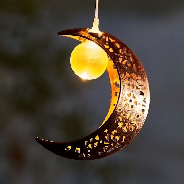 SQCLVSolardriven vindspel för utomhusbruk med sol, måne och stjärna, solcellsdrivna hängande lampor, utomhus vindspel, trädgårdsdekor, presenter till mamma på mors dag, mormor, grannar Moon