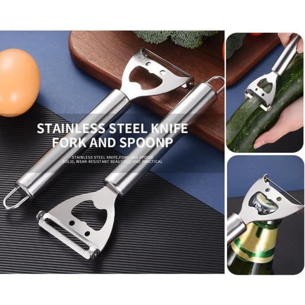 Manuell grönsaksskalare - Multifunktionell - Rostfritt stål - Ergonomisk design - Silver