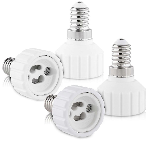 4x Sokkeladapter - E14 til GU10 sokkelkonverter - Bajonetfatningslampeholderadapter til halogen LED-pære