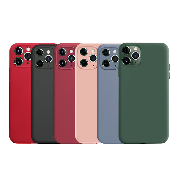 Apple Silikon Mikrofiber Skyddande Skal För Iphone 11 Pro-tallgrön