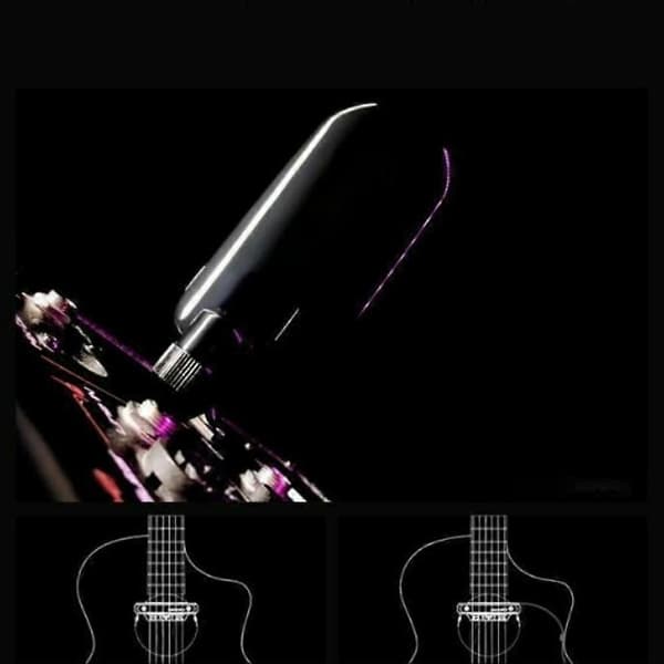DOUBLE X2 Trådløs lydhullspickup med mottakermikrofon 30M overføring for 80-120mm lydhull akustisk gitarpickup, B Black
