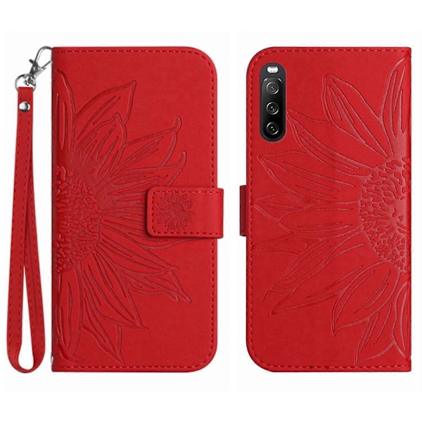 Sony Xperia 10 VI Nahkakotelo Rannekkeella Auringonkukka Puhelinkuori Multicolor Style B