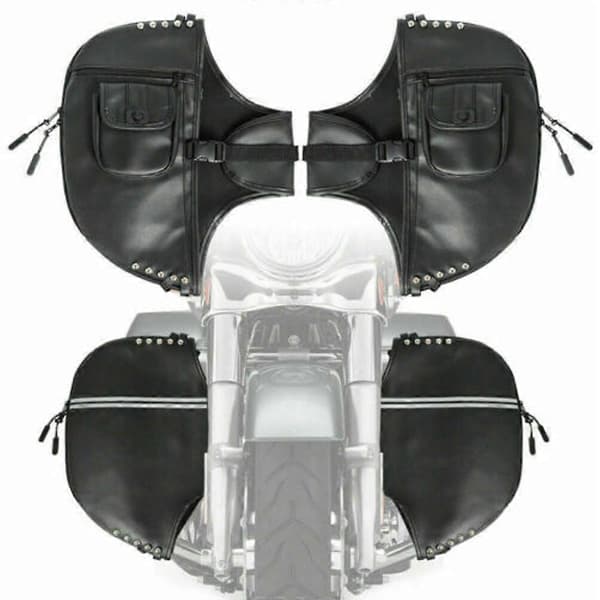 Sorte bløde underbenbeskyttere i PU-læder til 1980-2022 Harley Touring Dyna Road Glide