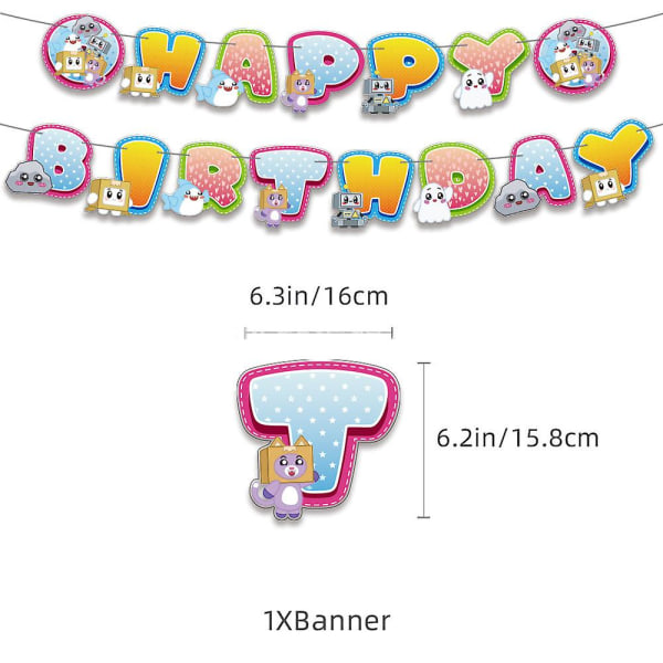Lankybox Tema Barn Födelsedagsfest Dekoration Ballonger Kit Banner Cake Toppers Set Tillbehör Present
