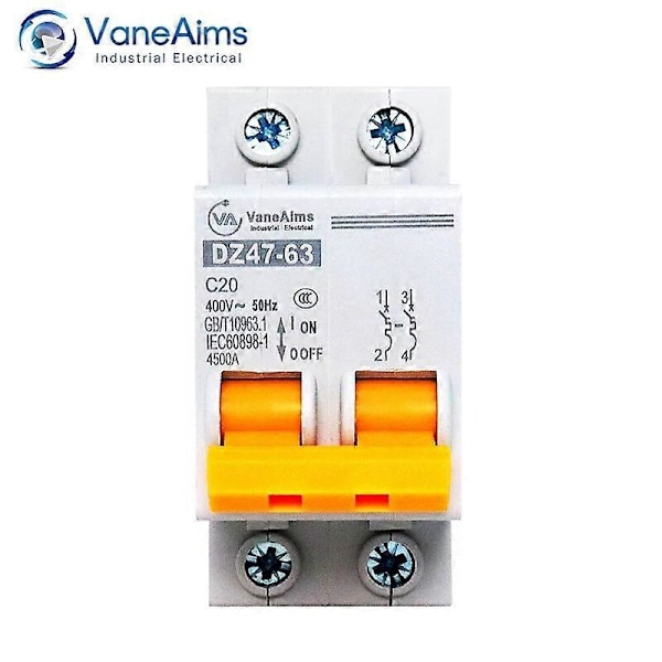 AC 400V 2P PV MCB Solcells Mini Brytare 6A 10A 16A 20A 25A 32A 40A 50A 63A Fotovoltaisk Överbelastningsskydd Luftbrytare 16A 2P