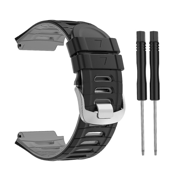 Silikarem för Garmin-föregångare 920xt Band Smartwatch Armband Loop Armband Black gray