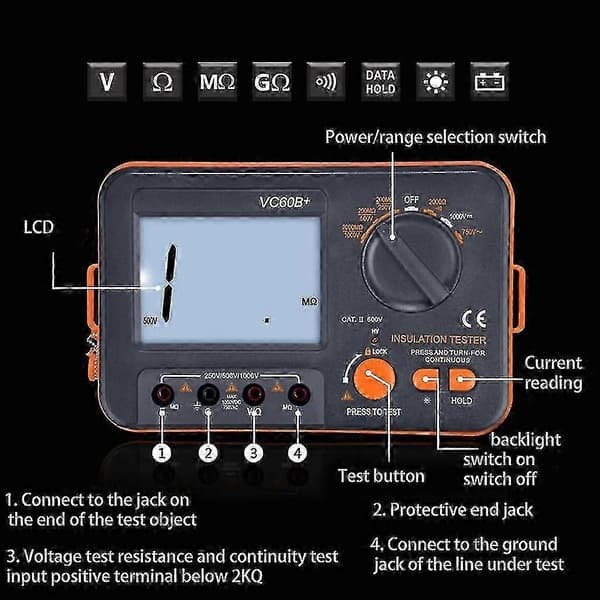 Megger Megohmmeter 250v 500v 1000v - Digital isolationsmodstandstester