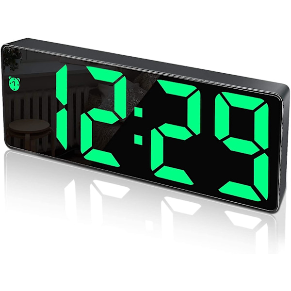 Digital väckarklocka, stor LED-display och snoozefunktion, justerbar ljusstyrka, USB-laddningsbar väckarklocka för kontor, sovrum, vardagsrum