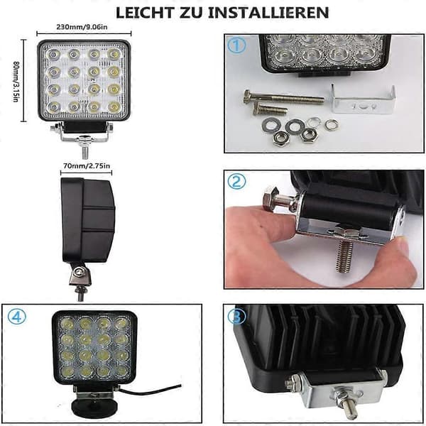 LED arbeidslys, 2 stk, for bil traktor offroad lastebil