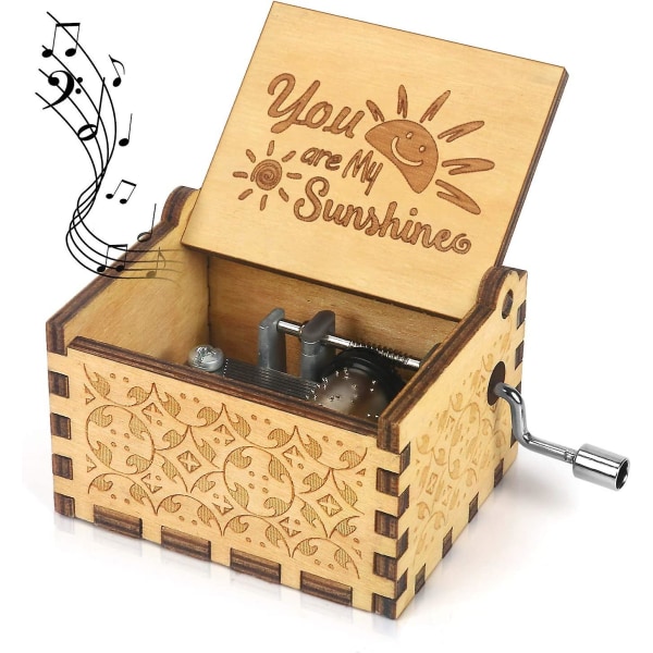 My Sunshine Wooden Music Boxes Graverade Vintage Wood Musical Box Presenter på alla hjärtans dag Födelsedag/jul till flickvän,pojkvän,föräldrar,barn