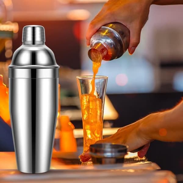 6-delt cocktailshakersæt i rustfrit stål, 750 ml