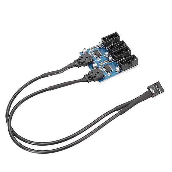 Bundkort 9Pin USB2.0 forlængerkabel 9PIN til dobbelt 9PIN med chip understøtter delt multi-interface Black