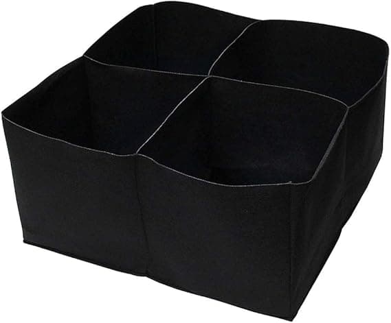[KK]1 pc black 4-compartment durable square planting bag, divided