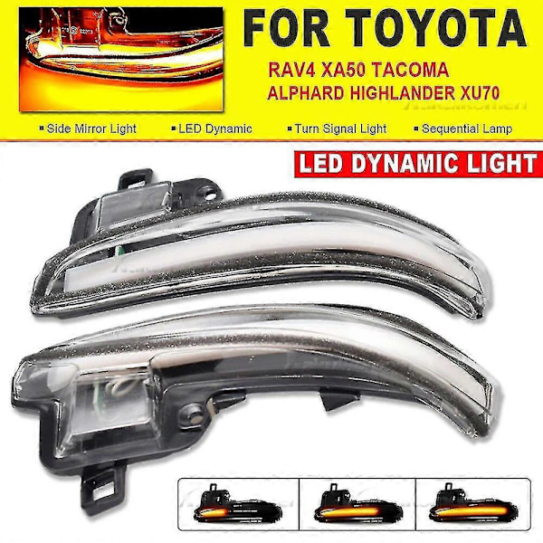 Dynamisk blinklys for Toyota Rav4 Xa50 2019 2020 2021 sidespeilmarkørlys sekvensiell indikatorlampe Crystal