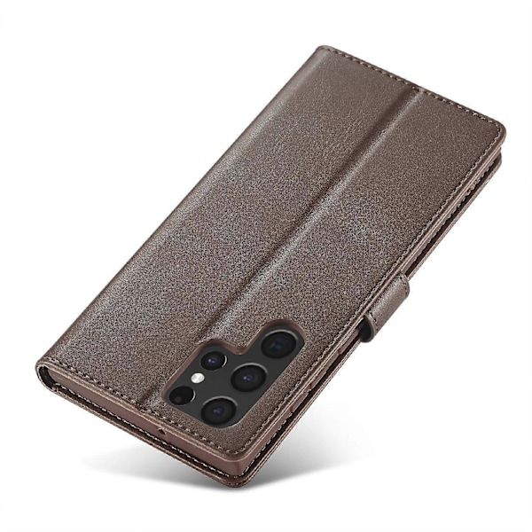 LC.IMEEKE Samsung Galaxy S25 Ultra -kotelo vasikannahkajäljitelmällä, PU-nahkainen jalustallinen lompakkokotelo - Harmaa Multicolor Brown