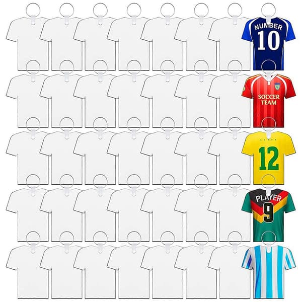 360 STK Sublimering Nøgleringsemner Dobbeltsidet Varmeoverførselsemner MDF Nøgleringe Fodbold Sublimering Nøgleringsemner