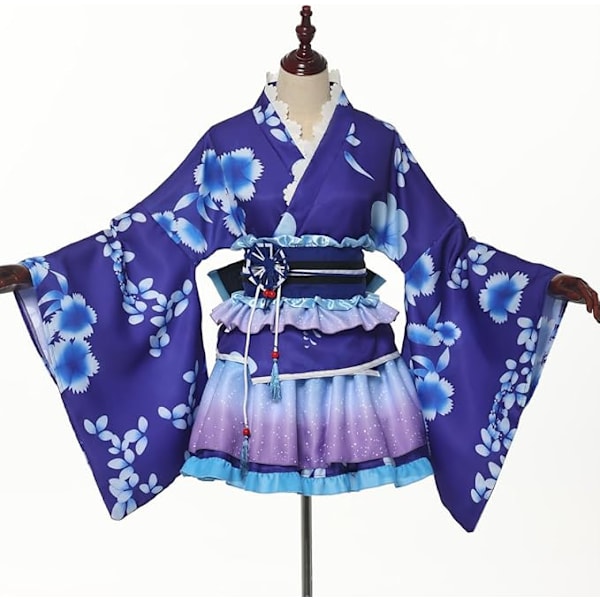 Tyttöjen kimono cosplay kesäfestivaali yukata herääminen Maki kimono blue L