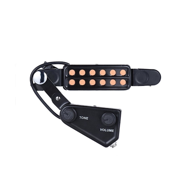 12 Hull Akustisk Gitar Pickup Lydhull Pickup Magnetisk Transduser Fader Lydkabel Gitardeler Black