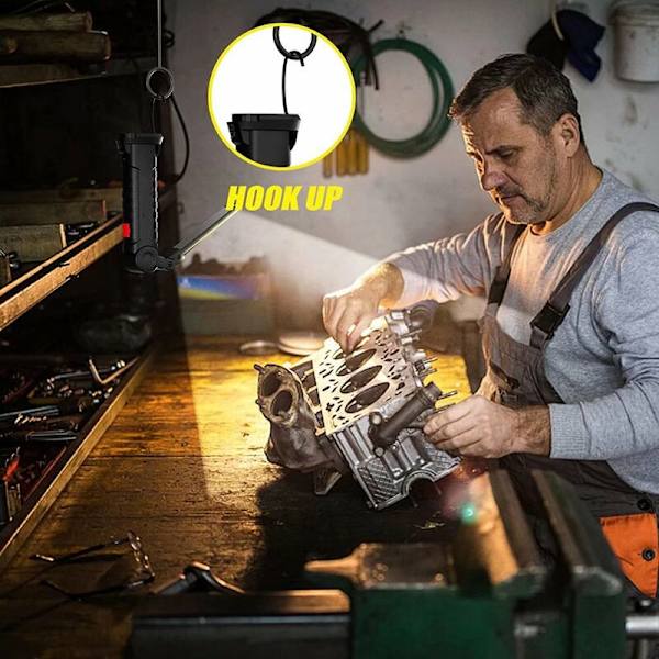 800LM UltraLight, USB-laddningsbar LED-arbetslampa, bärbar inspektionslampa med magnetisk bas, 5 lägen 6000K-ljus för bilgarageverkstad DIY [Energiklass A+++].