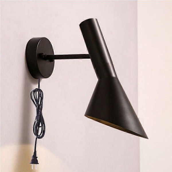 Nordisk Minimalistisk Aj Væglampe Soveværelse Stue Sengelampe Retro Sort Jern Gang Trappeopgang Væglampe Black