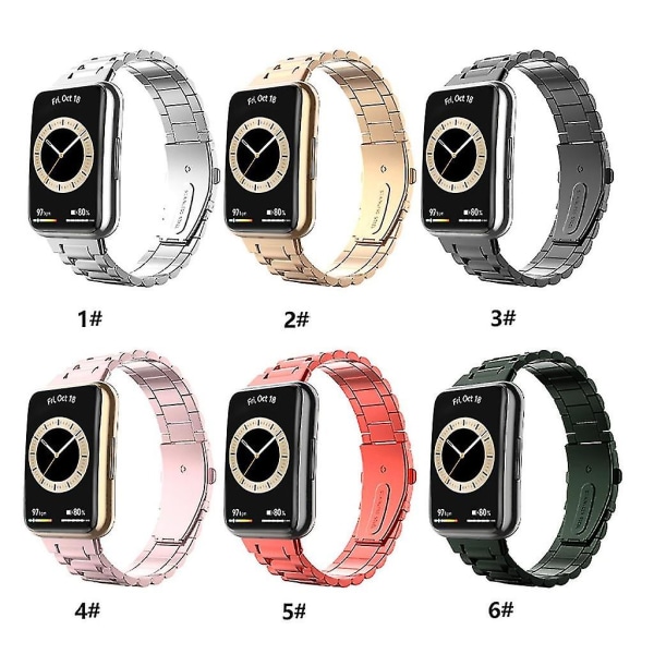 För Huawei Watch Fit 2 Justerbar metall Smartwatch Band Slitstark color