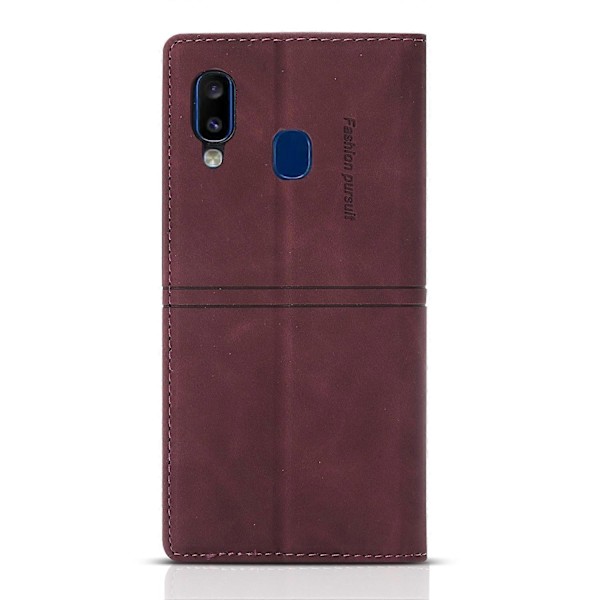 Samsung Galaxy A20e Dream magneettinen imukuppi, vaakasuora, keinonahkainen suojakotelo pidikkeellä, korttipaikalla ja lompakolla
