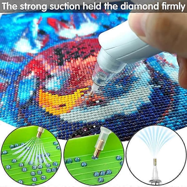 [KK]Wireless Electric Diamond Painting Pens with Vacuum Pump – 3 Adjustable Suction Modes & Rechargeable 2 Replacement Tips White