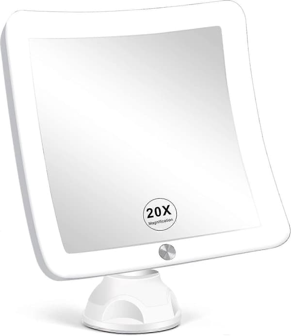 [KK] 20x Magnifying Mirror with LED Light, Upgraded Illuminated Makeup Mirror with Magnification