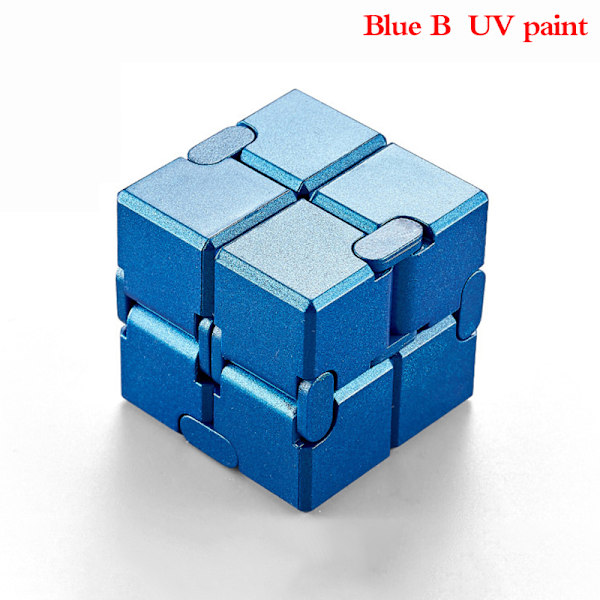 Decompression Legetøj Premium Metal Infinity Cube Bærbar Sort Blue B