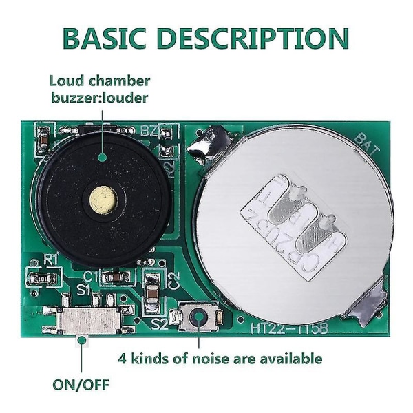 Irriterande Noise Maker Mini PCB Pipande spratt Irriterande Noisemaker Device Rekvisita LÅNG