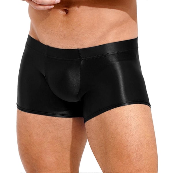 Herr Glansiga Boxerkalsonger Underkläder Låg Midja Underbyxor Poolparty Beachvolleybollshorts Strandkläder black M