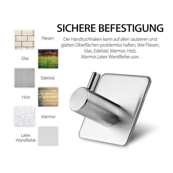 Selvklebende kroker - rustfritt stål - 5 stk - innendørs oppbevaring - moderne design