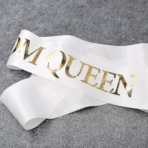 Katea \"Prom King\" og \"Prom Queen\" bånd - Skolefest tilbehør til skolefest, hvid med print - -